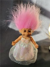 Vintage Russ 7" Tracey Troll w/ Pink Hair in Iridescent Ball Gown Evening Dress