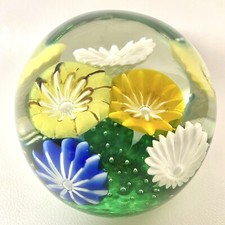 Vtg Murano Fratelli Toso Glass Trumpet Flower Paperweight Multicolor Art Glass