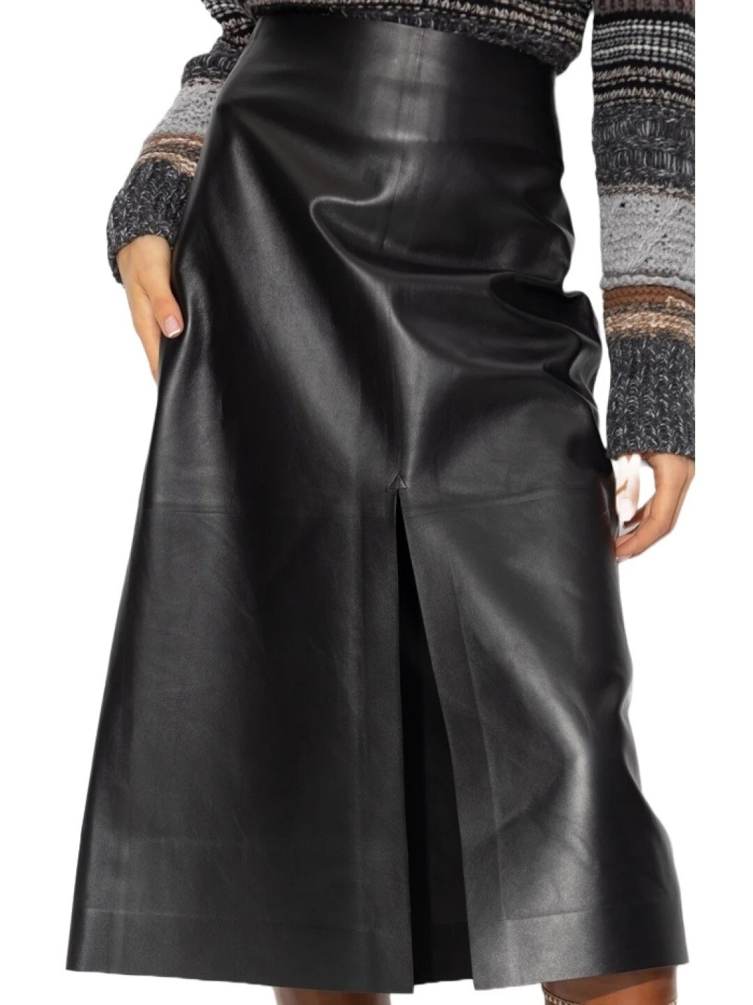 Skirt Leather Long Size Maxi Womens Lambskin Genuine Vintage Women Lined Black 9-image