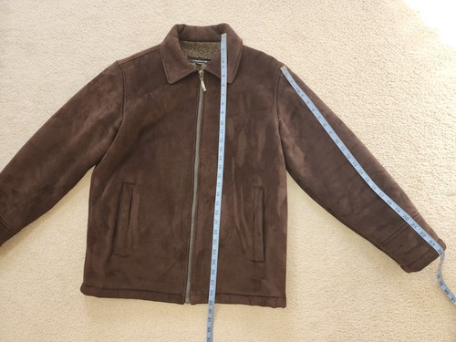 Claiborne Outerwear Men`s Brown Faux Shearling Classic Zip Jacket Coat Sz. M - Picture 14 of 17