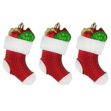 Christmas Tree Decorations 3 Pack Hanging Stockings 11cm