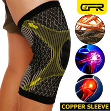 COPPER Knee Sleeve Compression Brace Support Sport Joint Pain Arthritis Relief I