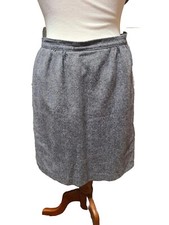 Pendleton Virgin Wool Petite Sz 12 Black Tweed Skirt Vtg Made In USA