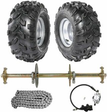 32" Go Kart Rear Axle Kit 420 Chain Sprocket  Hub 8" Wheels Brake Quad Buggy