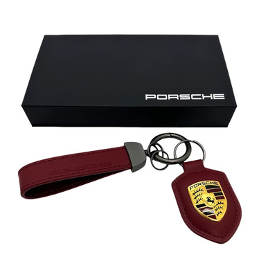 Leather Porsche Premium Keychain with Box Exquisite Set for gift multicolour.