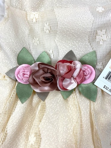 NEW PIPPA & JULIE Girls Lace Floral Dress Ivory Holiday Wedding - 12 Months NWT - Picture 7 of 12