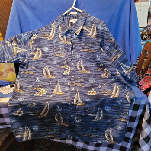 Chemise hawaïenne en coton Pierre Cardin pour hommes 2XL imprimée voiliers fabriquée en Corée. D'occasion - Photo 1 sur 7