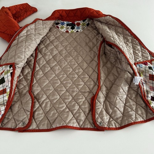 Giacca Cappotto Lands End Trapuntata Piena Zip Finta Collo Arancione Donna M (10-12) Tasche - Foto 7 di 14