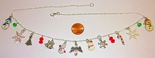 CHRISTMAS CHARM NECKLACE-ANGEL,SNOWMAN,SNOWFLAKE,TREE,BELL-HANDCRAFTED-20 "- 877