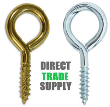 Steel Screw Eyes Brass Plated Zinc Plated Various Sizes 20mm -150mm