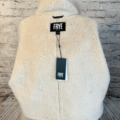 Frye Vegan Leather Faux Shearling Crop Jacket Bomber Aviator