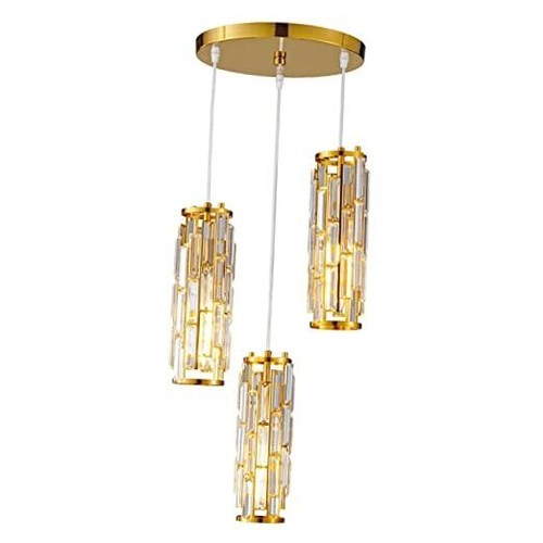 LMQNINE Pendant Lighting Modern Pendant Light, Mini Crystal 3-light Gold - 第 1/7 張圖片