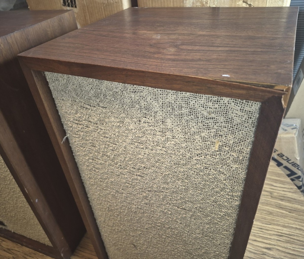 VINTAGE PAIR KLH MODEL 6 SPEAKERS - WALNUT VENEER IN FACTORY BOXES