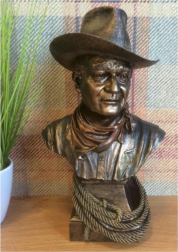 John Wayne Bust Figur Bronze Bildschirm Cowboy Legende Ornament verpackt - Bild 2 von 5