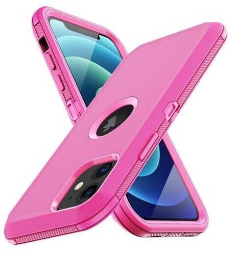 for iPhone 12 Case, iPhone 12 Pro Case, with Built in Screen Protector Rose