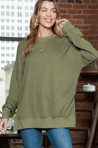 EG Fashion Color Washed Oversized Tunic Sweatshirt in 2 Colors NWT - Picture 18 of 19