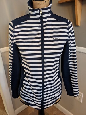 Lauren Active Ralph Lauren Women's Size M Full Zip Jacket Blue/White  Striped