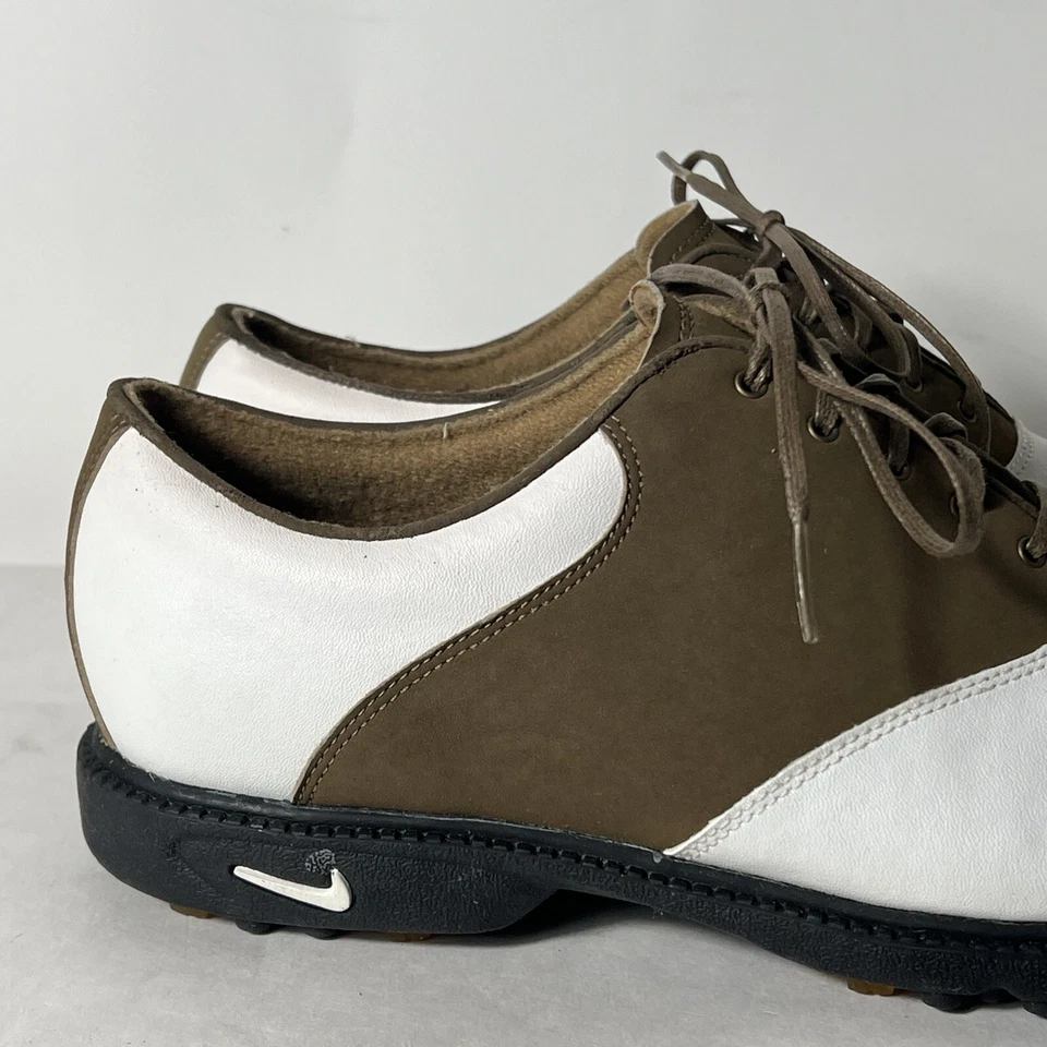 VER FOTOS Zapatos de Golf Nike Air Bella Last Cuero Blanco Marrón Gamuza Talla 9 Foto 3 de 4