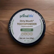 Primal Life Organics Dirty Mouth Toothpowder Tooth Cleaning Powder Spearmint 1oz