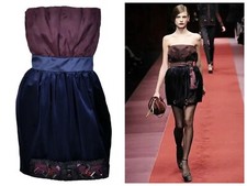 Dolce & Gabbana strapless embellished silk velvet dress