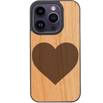 Heart For iPhone 15 Pro Plus 14 13 12 Wood Shockproof Phone Case Magsafe