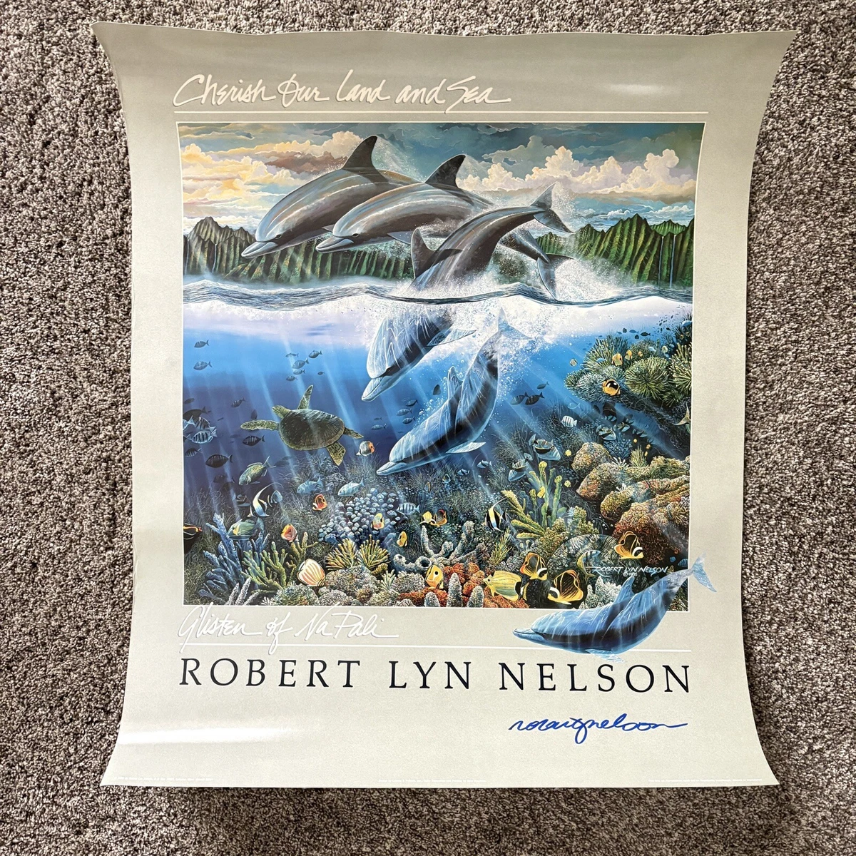 Robert Lyn Nelson 額入りポスター　サインあり Greenpeace Hawaii Signed Framed 1984 Poster Robert Lyn Nelson Save