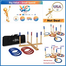 Giant Ring Toss Game with Wood Target Soft-Touch Rings for Backyard Fun