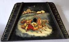 Vintage Russian Zither Hand Painted Lap Harp, Musical Instrument Artist Signed