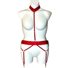 NEW Curvy Plus Thistle & Spire 3X XXXL Crimson Red Garter Belt Neck Harness $54