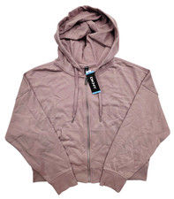 DKNY 11846 NEW Women's Full Zip Terry Cropped Hoodie MSRP 69.50