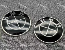 BMW All Black 82mm Front 74mm Rear Emblem Badge W/Grommets E F G