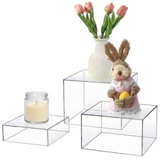 Clear Acrylic Cubes Display Box, 3pcs Stackable Risers Display Stands, Crysta...