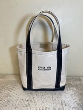 Vintage 1990s LL Bean Boat and Tote Medium Canvas Black USA Made Open Top