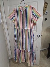 Pride Target Multi Color Striped Rainbow Short Sleeve Maxi dress SIZE XL