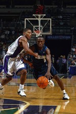 Avery Johnson Dallas Mavericks dribbles around Mike Wilks Milwauk- 2002 Photo 2