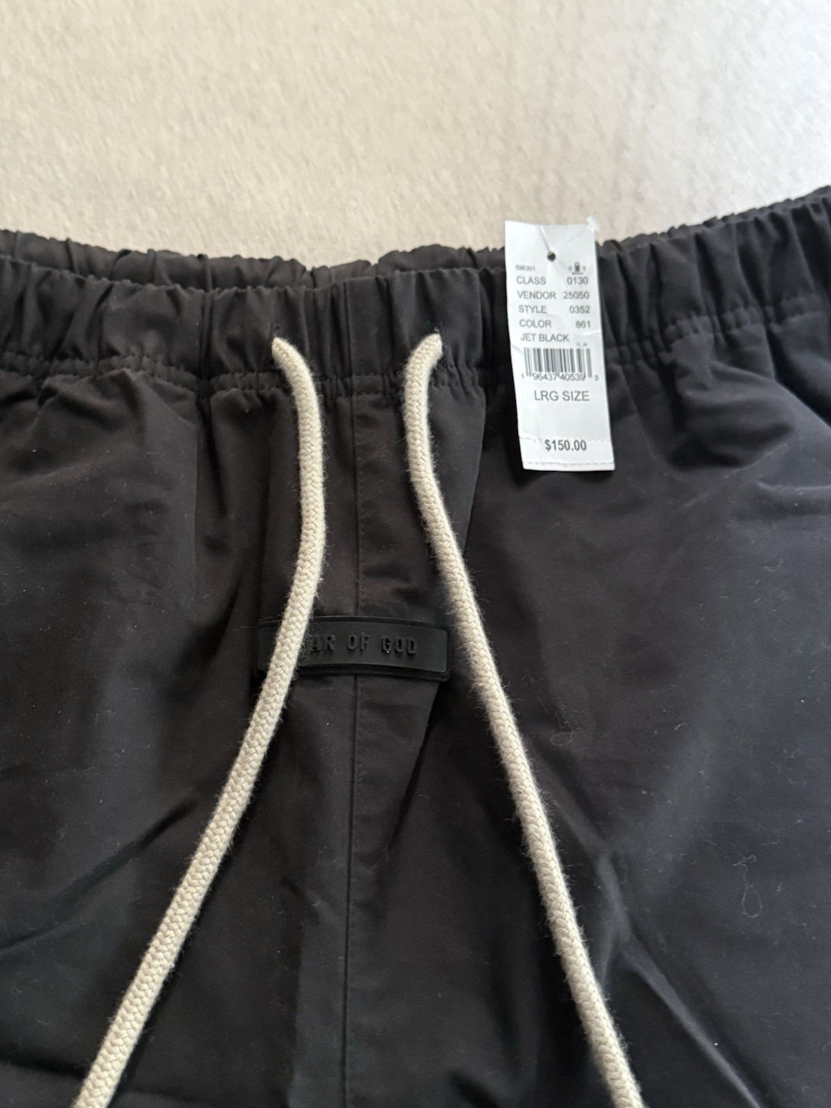 Fear of God Essentials Relaxed Casual Pants Black Logo Drawstring Men's L thumbnail 2