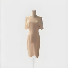 Calvin Klein Flutter Sleeve Lined Sheath Dress Ruffle V-Back Blush Size 4