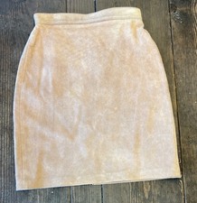 Vintage 90s Tan Suede Leather Skirt Minimalist Western Neutral Above Knee S