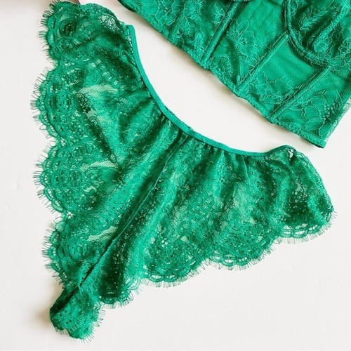 SMALL/MEDIUM Victoria’s Secret set reggiseno pizzo verde verde verde mutandine corte - Foto 4 di 7