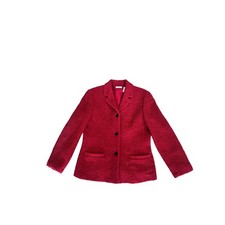 Ann Taylor Red Boucle Blazer Jacket Women's Size 12 Wool Blend Buttons Pockets