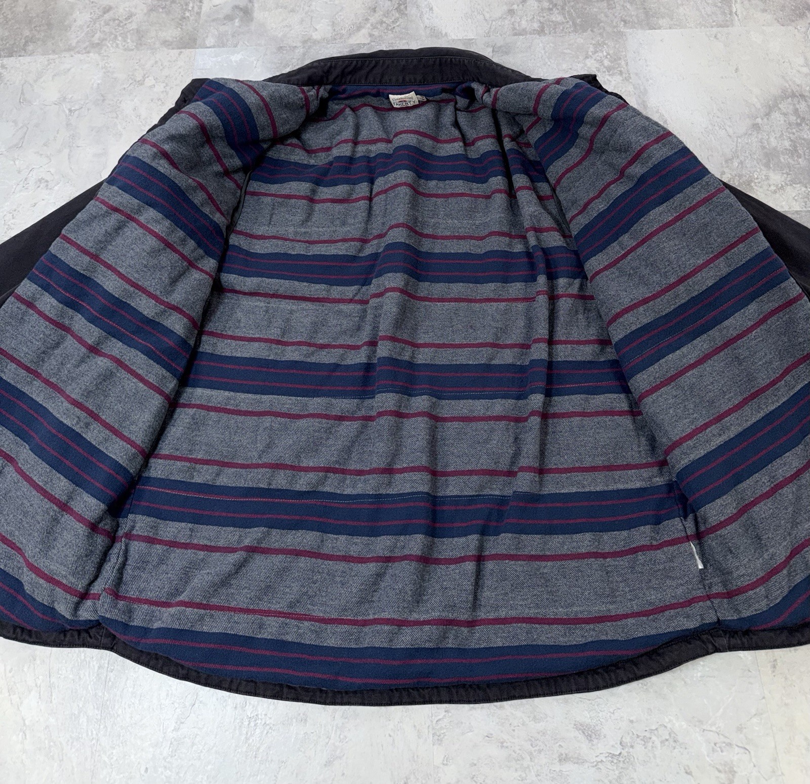 Faherty Jac-Shirt Jacket Blanket Lined CPO Canvas Cotton Button Up Shacket Men L