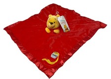 Disney Baby Winnie the Pooh Plush Security Blanket Red Lovey Honey Pot Satin NEW