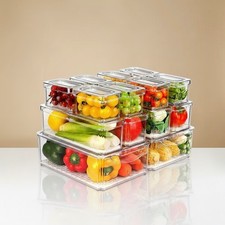 Fridge Organizer Bins with Lids BPA-Free Stackable Clear Containers 10 Pack