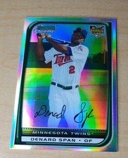 2008 Bowman Chrome #195 Denard Span Refractor Rookie Card Twins. rookie card picture