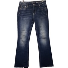 MISS ME CHLOE BOOT Jeans Women's Size 30 Embellished Cross Style M3437B in EUC