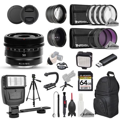 Sony FE 50mm f/2.5 G Lens - 23pc 64GB Ultra Bundle