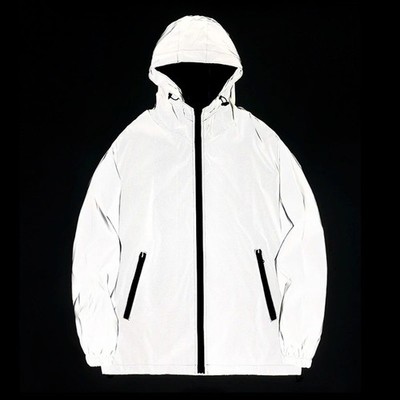 NEW SIZE Night Reflective Jackets Double Fabric Windbreaker Hooded Jacket Men