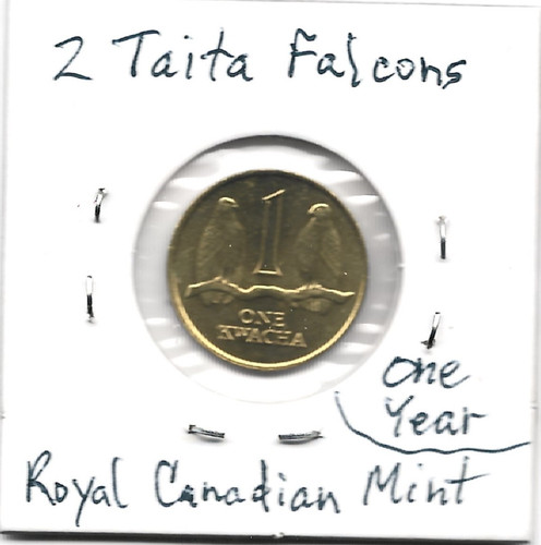 Zambia 1 Kwacha 1992 K38 Taita Falcons Royal Canadian Mint Obsolete