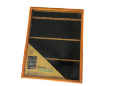 Vtg Wood Spoon Cabinet (24 Slot) Display Case w/Hinged Glass Door Latch 13"x 17&rdquo;