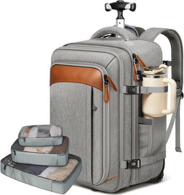 Expandable Travel Rolling Backpack with Wheels, Airline Approved Wheeled Backpac